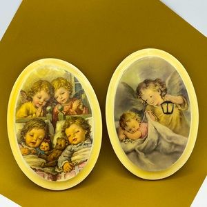 Babies Vintage Wooden Wall Plaques Set Of 2